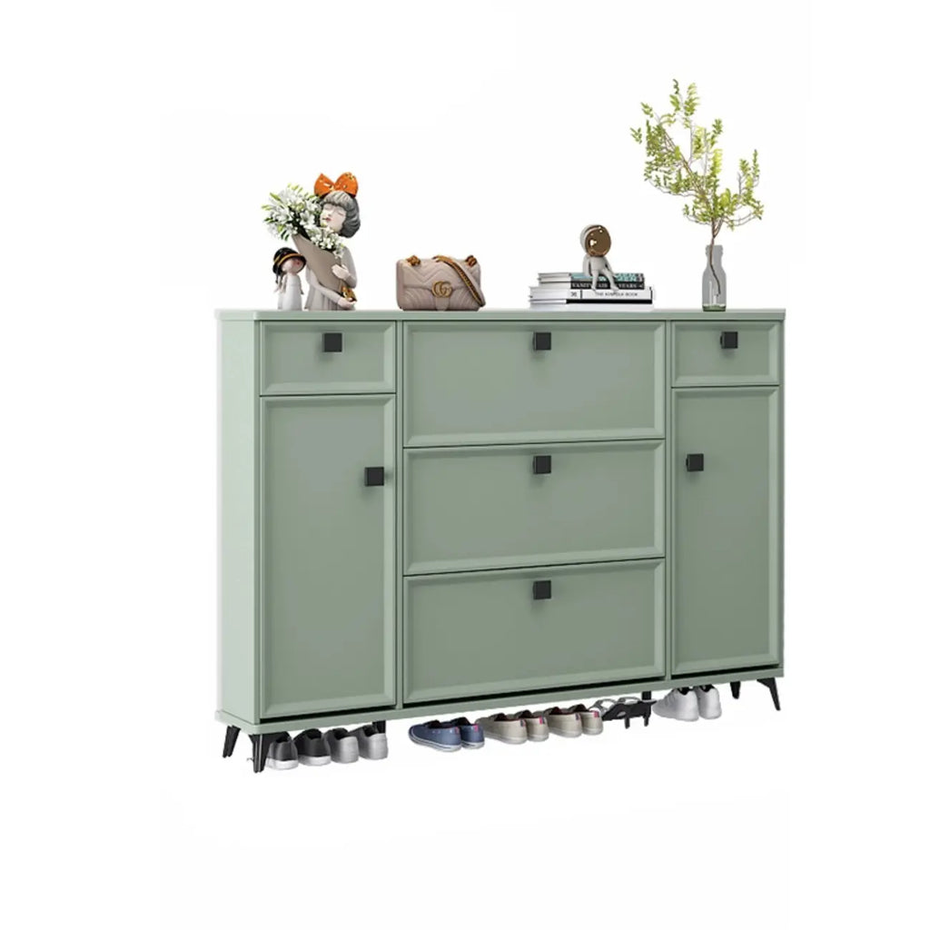 Meuble à chaussures contemporain en bois vert pour entrée