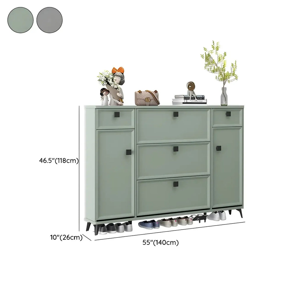 Meuble à chaussures contemporain en bois vert pour entrée