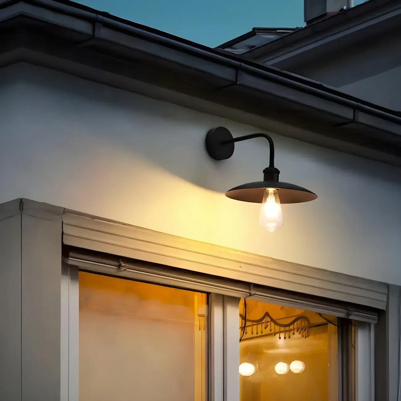 Applique murale industrielle en métal noir avec LED pour extérieur