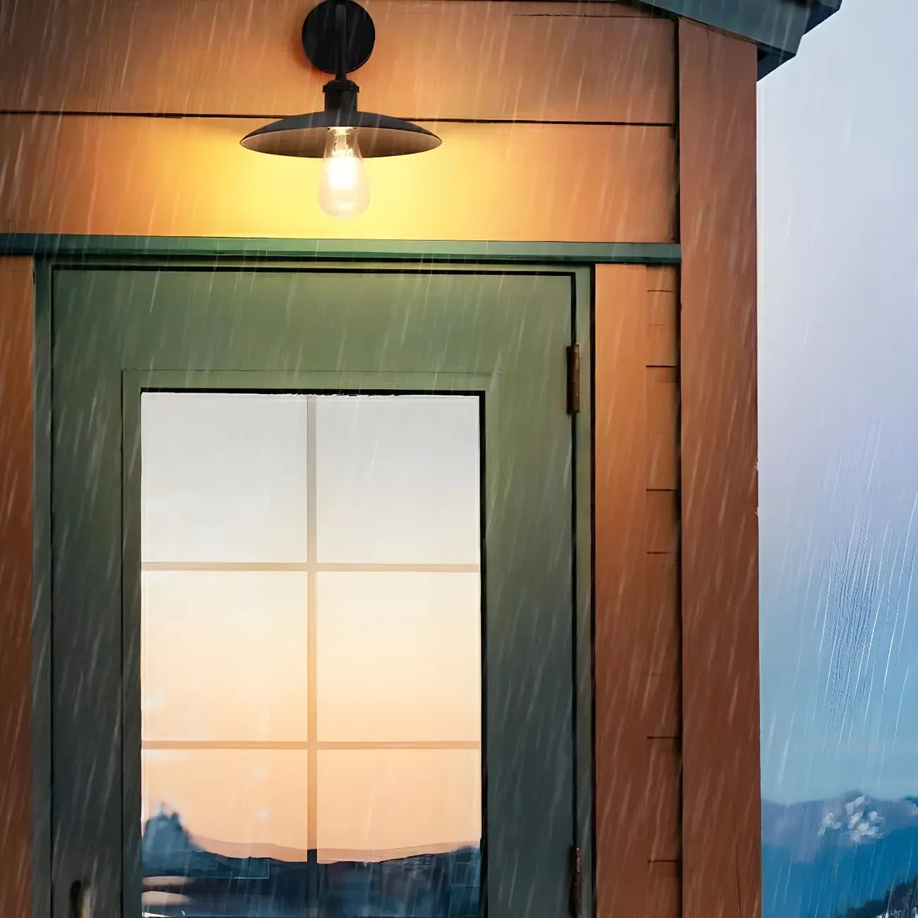 Applique murale industrielle en métal noir avec LED pour extérieur