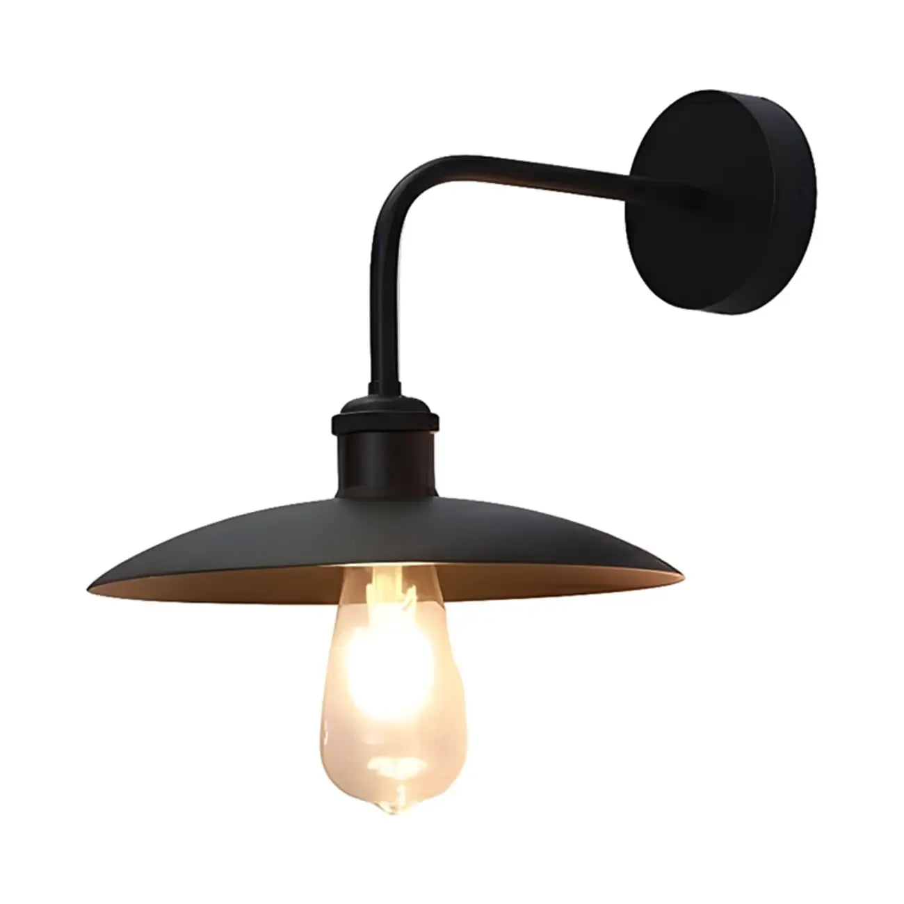 Applique murale industrielle en métal noir avec LED pour extérieur