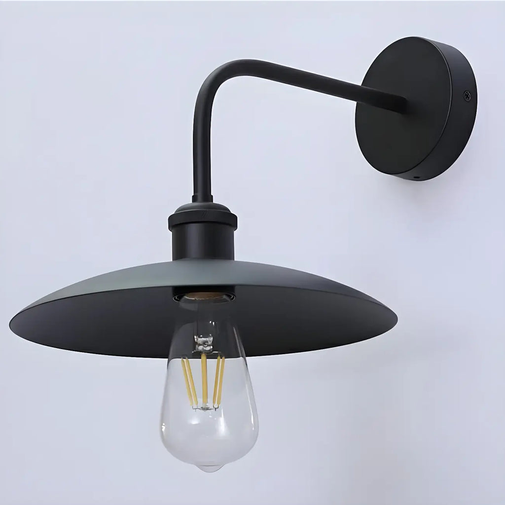 Applique murale industrielle en métal noir avec LED pour extérieur