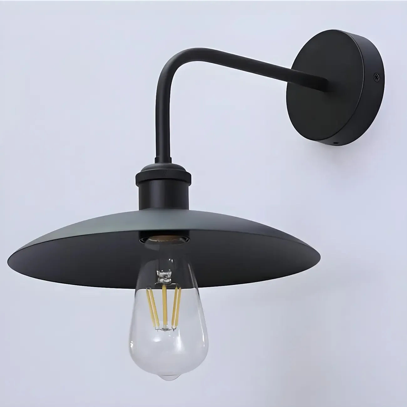 Applique murale industrielle en métal noir avec LED pour extérieur