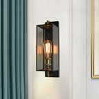 Applique murale LED géométrique moderne en verre doré et petit noir