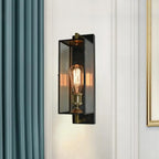 Applique murale LED géométrique moderne en verre doré et petit noir