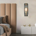 Applique murale LED géométrique moderne en verre doré et petit noir