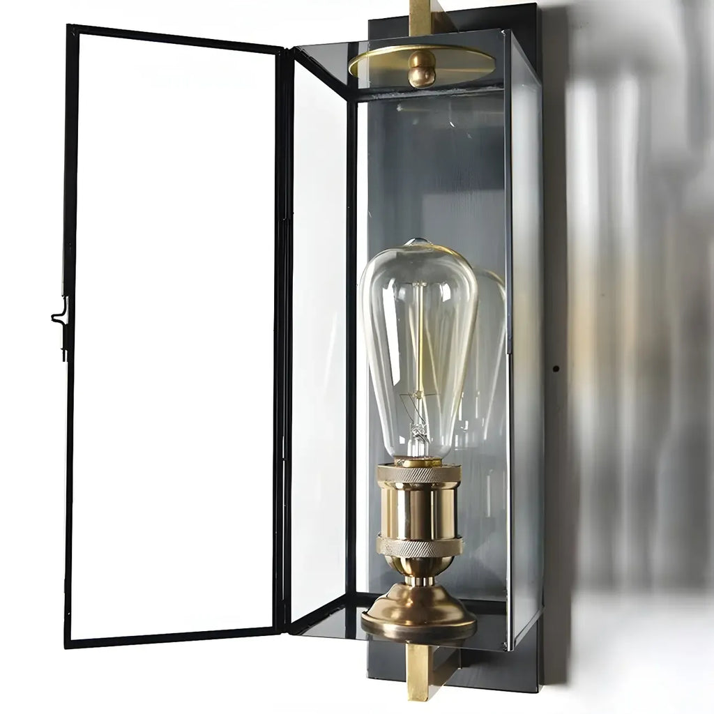 Applique murale LED géométrique moderne en verre doré et petit noir