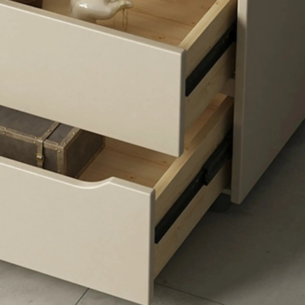 Table de chevet moderne à deux tiroirs en cuir kaki et plateau en pierre