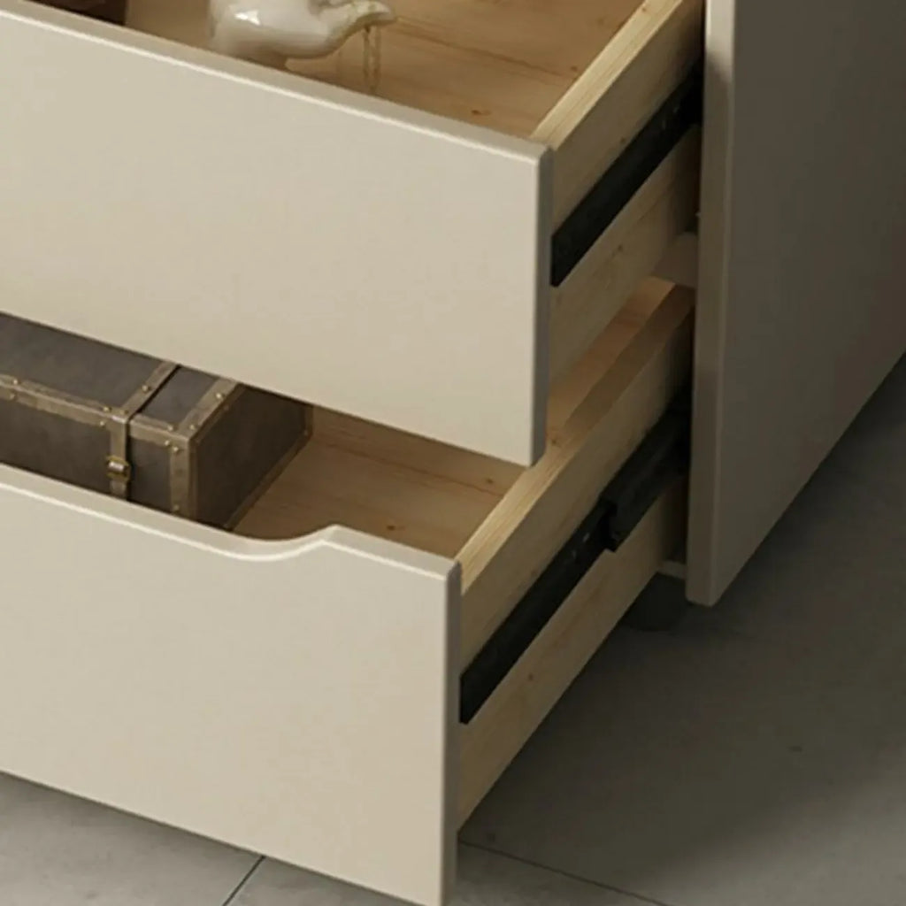 Table de chevet moderne à deux tiroirs en cuir kaki et plateau en pierre