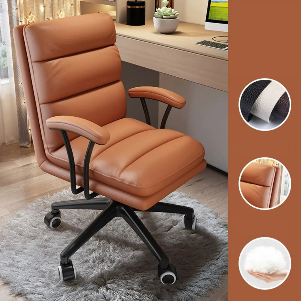 Chaise de bureau pivotante réglable en cuir moderne