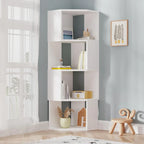 Bibliothèque d'angle moderne à 7 étagères en bois blanc