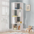 Bibliothèque d'angle moderne à 7 étagères en bois blanc
