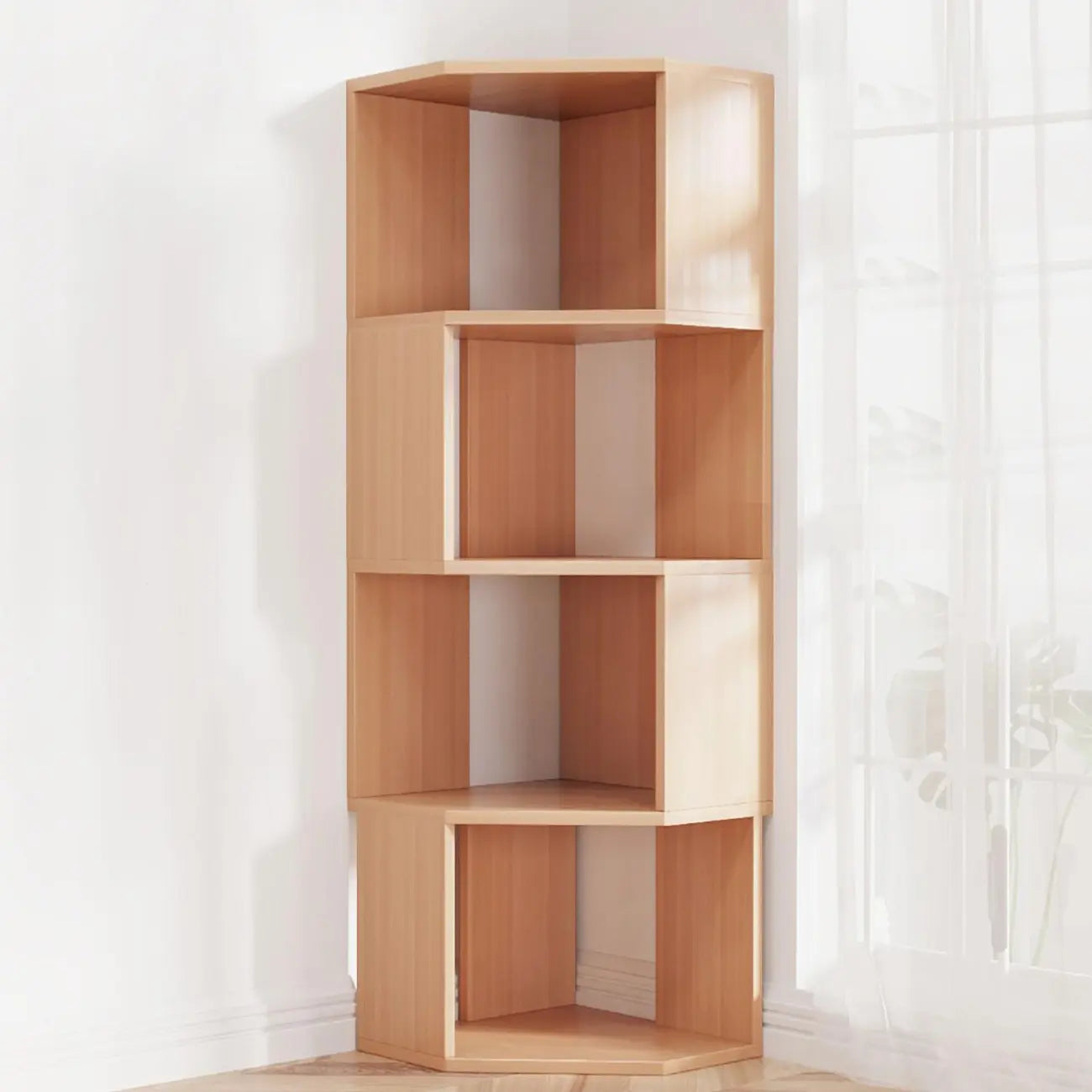 Bibliothèque d'angle moderne à 7 étagères en bois blanc