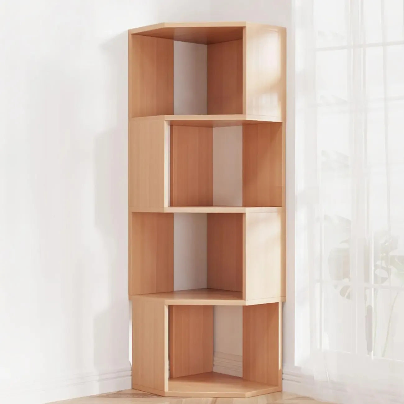 Bibliothèque d'angle moderne à 7 étagères en bois blanc