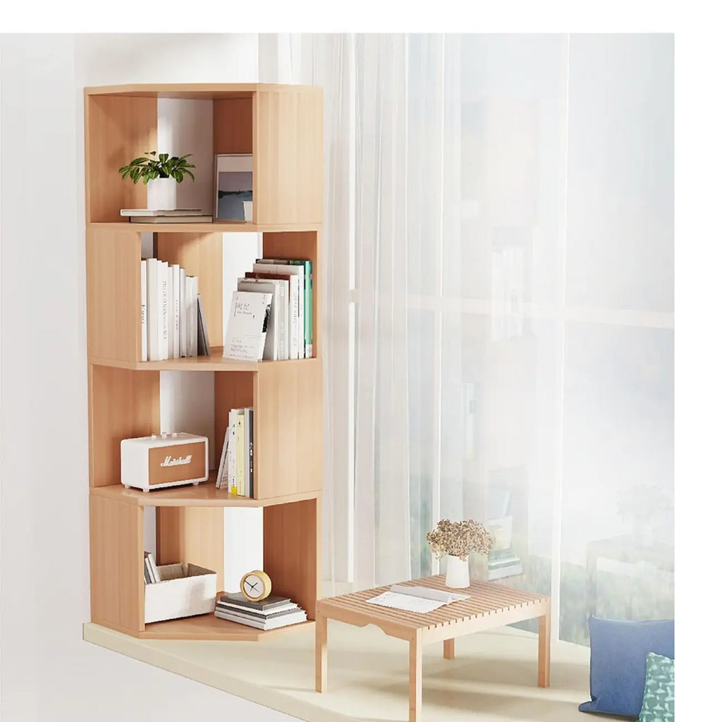 Bibliothèque d'angle moderne à 7 étagères en bois blanc
