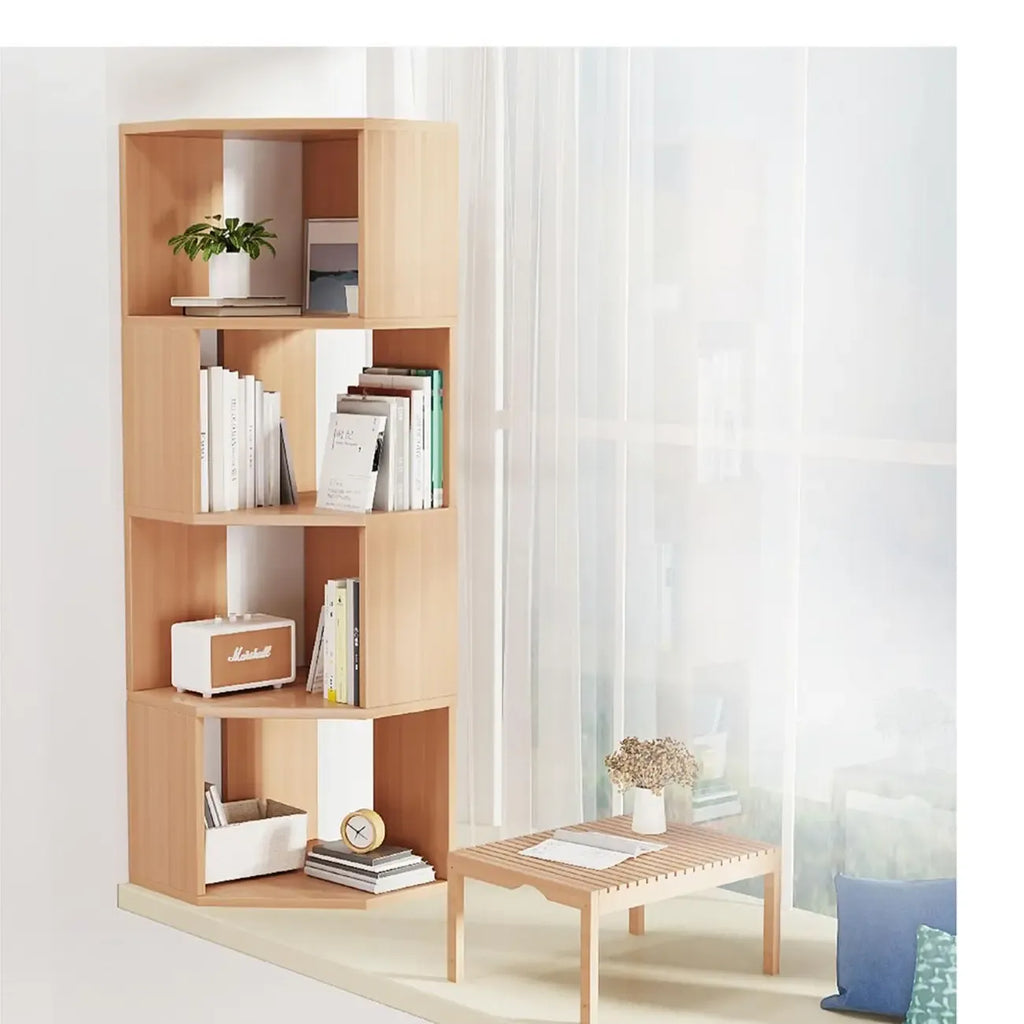 Bibliothèque d'angle moderne à 7 étagères en bois blanc