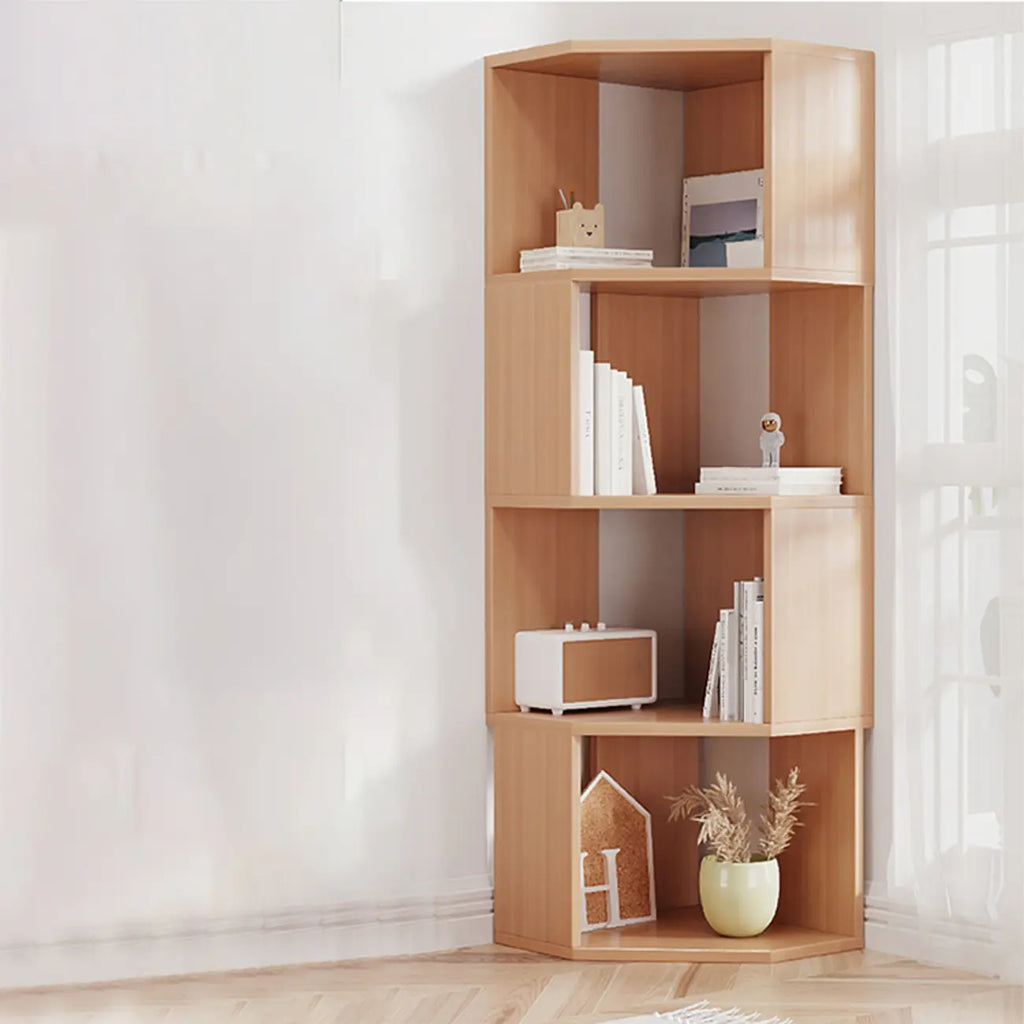 Bibliothèque d'angle moderne à 7 étagères en bois blanc