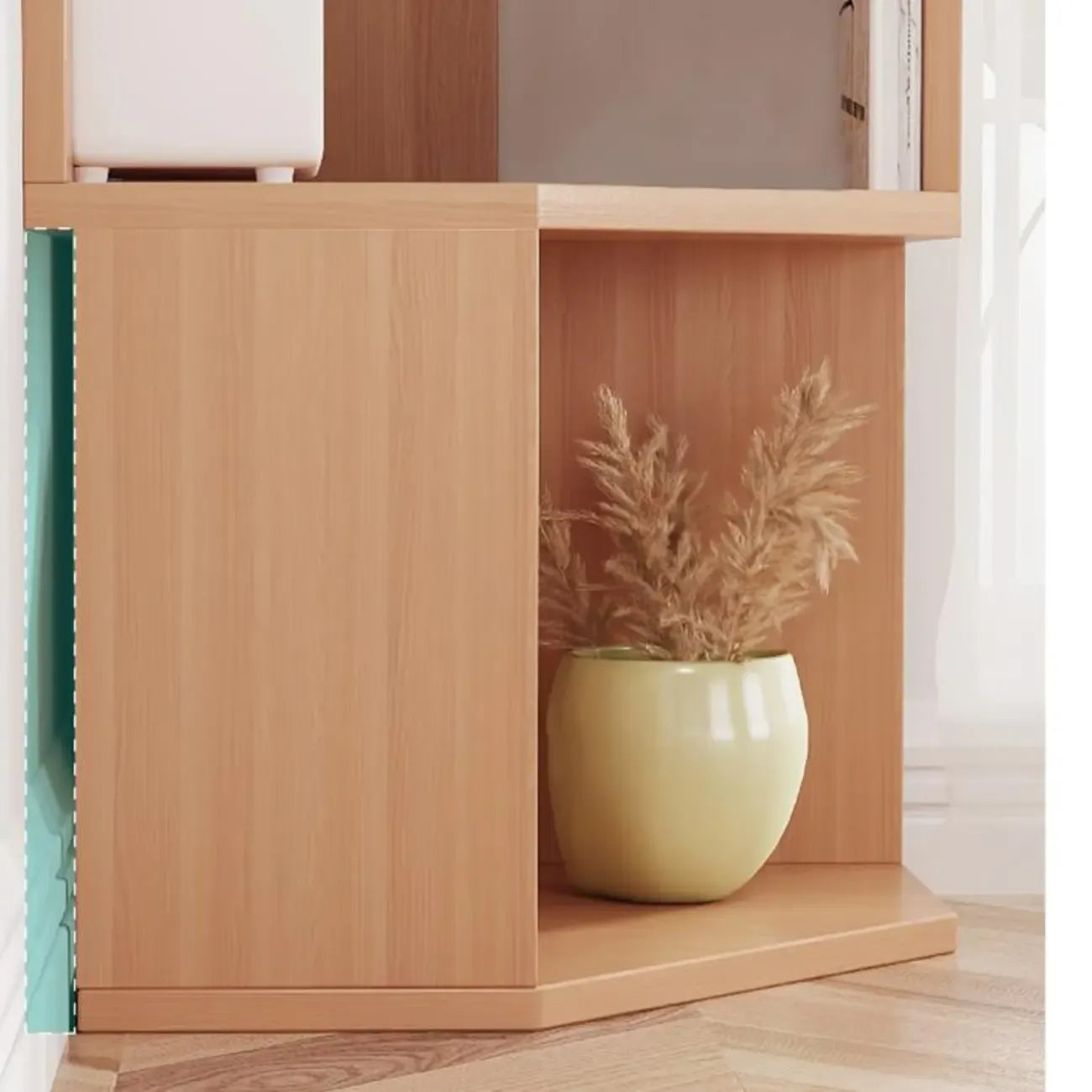 Bibliothèque d'angle moderne à 7 étagères en bois blanc