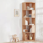 Bibliothèque d'angle moderne à 7 étagères en bois blanc