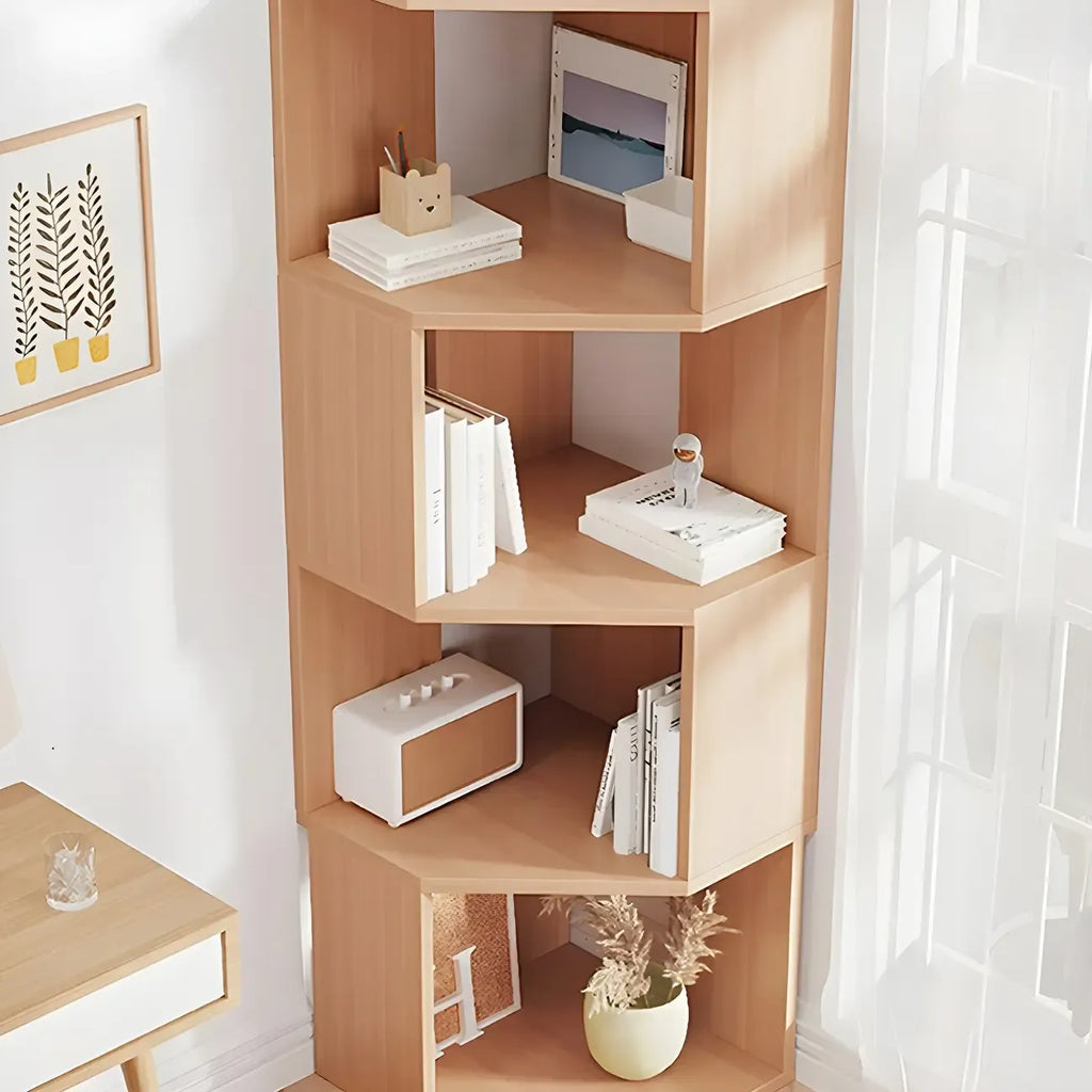 Bibliothèque d'angle moderne à 7 étagères en bois blanc