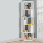 Bibliothèque d'angle moderne à 7 étagères en bois blanc