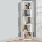 Bibliothèque d'angle moderne à 7 étagères en bois blanc