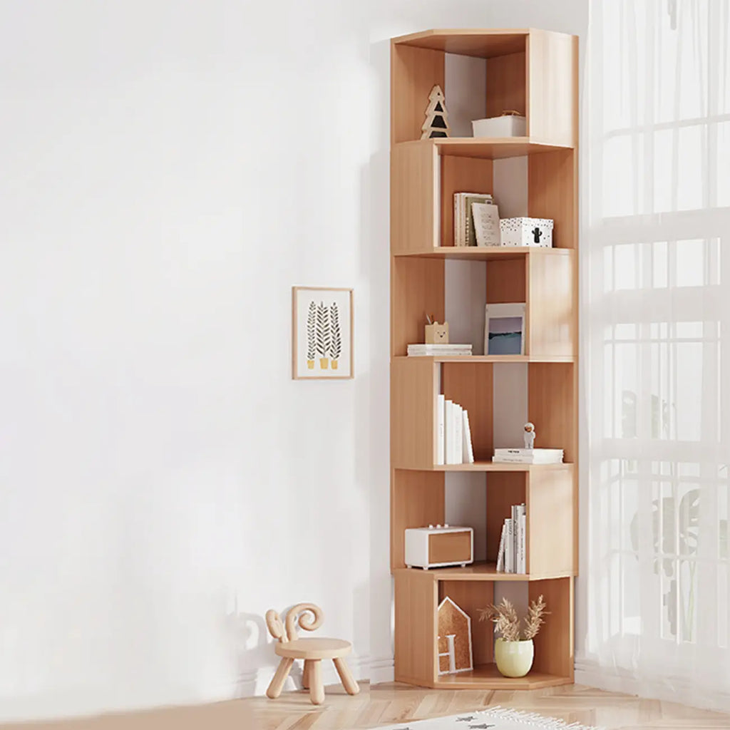 Bibliothèque d'angle moderne à 7 étagères en bois blanc