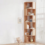 Bibliothèque d'angle moderne à 7 étagères en bois blanc