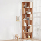 Bibliothèque d'angle moderne à 7 étagères en bois blanc