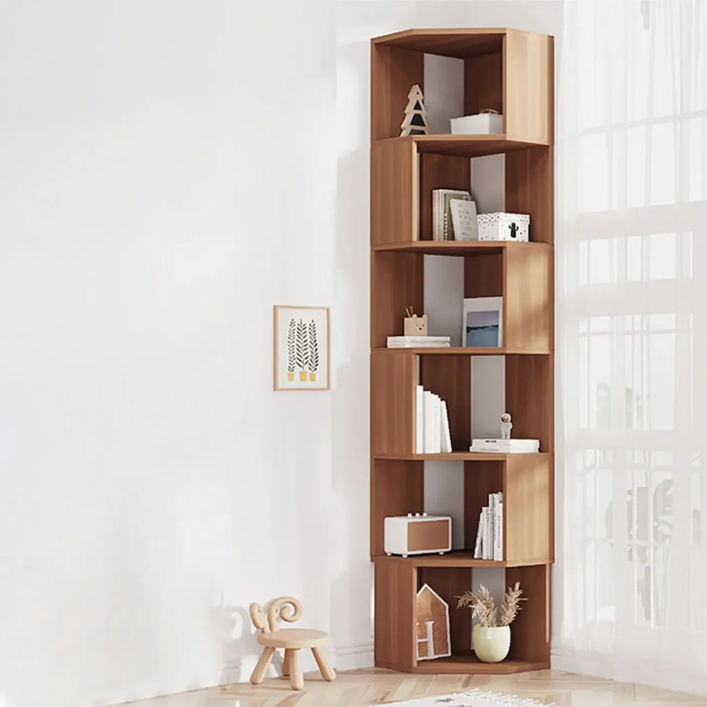 Bibliothèque d'angle moderne à 7 étagères en bois blanc