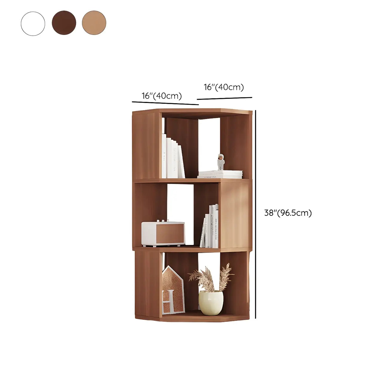 Bibliothèque d'angle moderne à 7 étagères en bois blanc