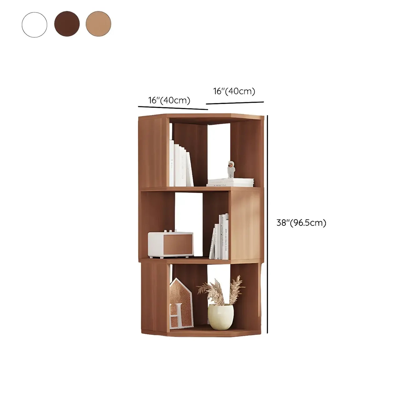 Bibliothèque d'angle moderne à 7 étagères en bois blanc