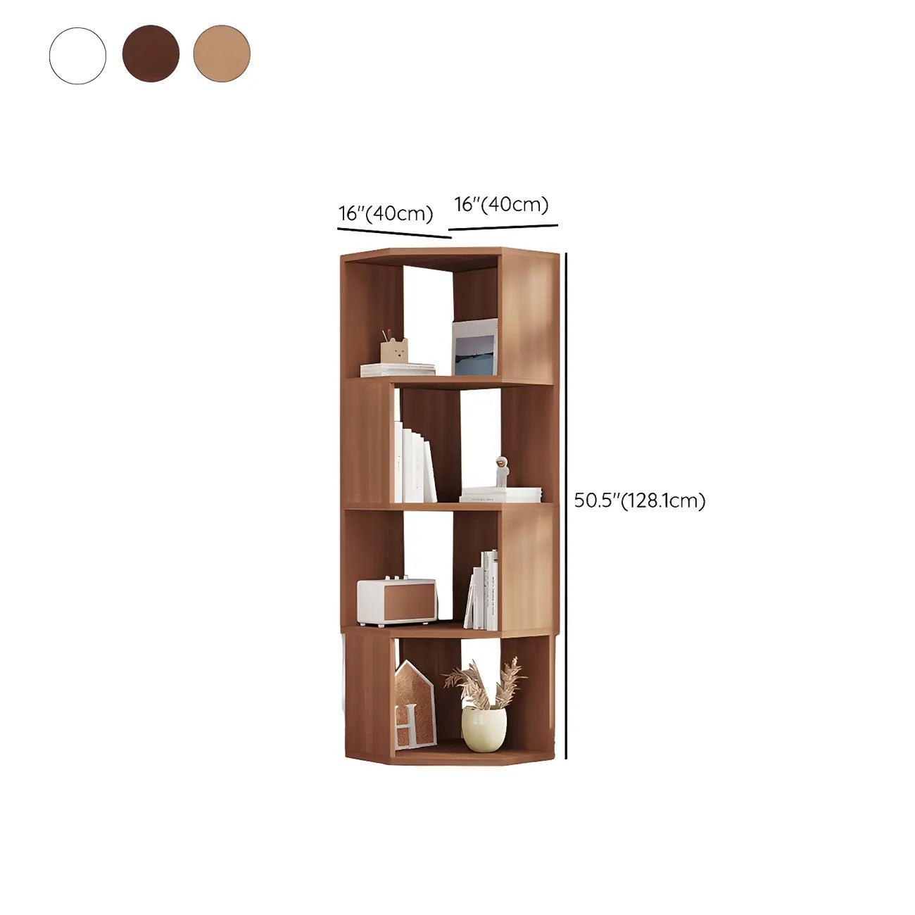 Bibliothèque d'angle moderne à 7 étagères en bois blanc