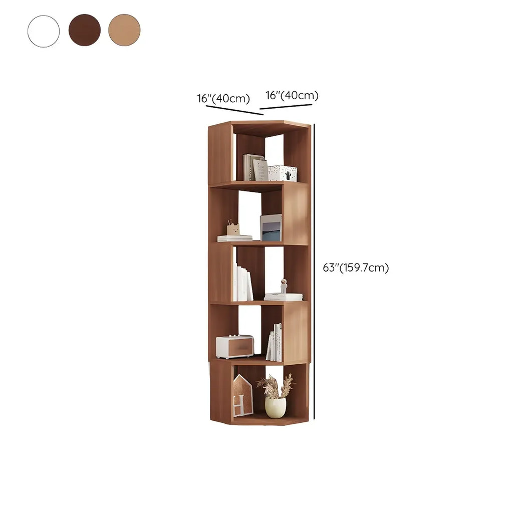 Bibliothèque d'angle moderne à 7 étagères en bois blanc