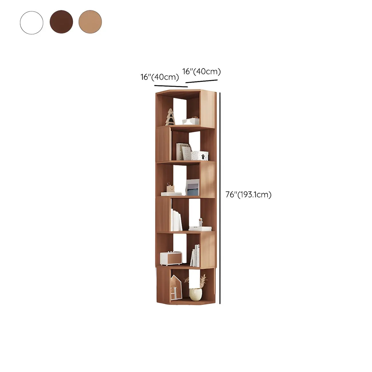 Bibliothèque d'angle moderne à 7 étagères en bois blanc