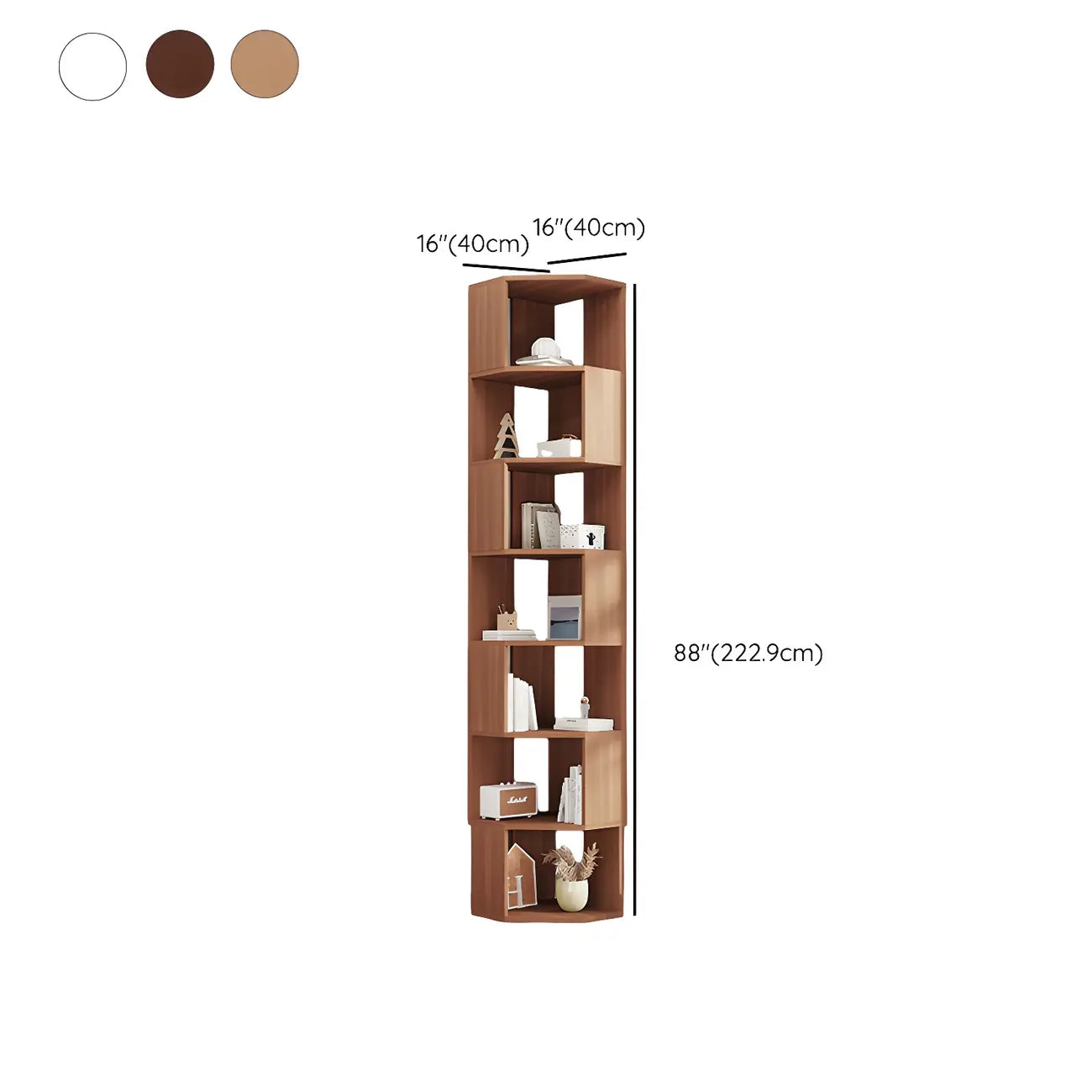 Bibliothèque d'angle moderne à 7 étagères en bois blanc