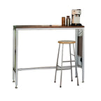 Tables de bar modernes en bois brun et métal argenté