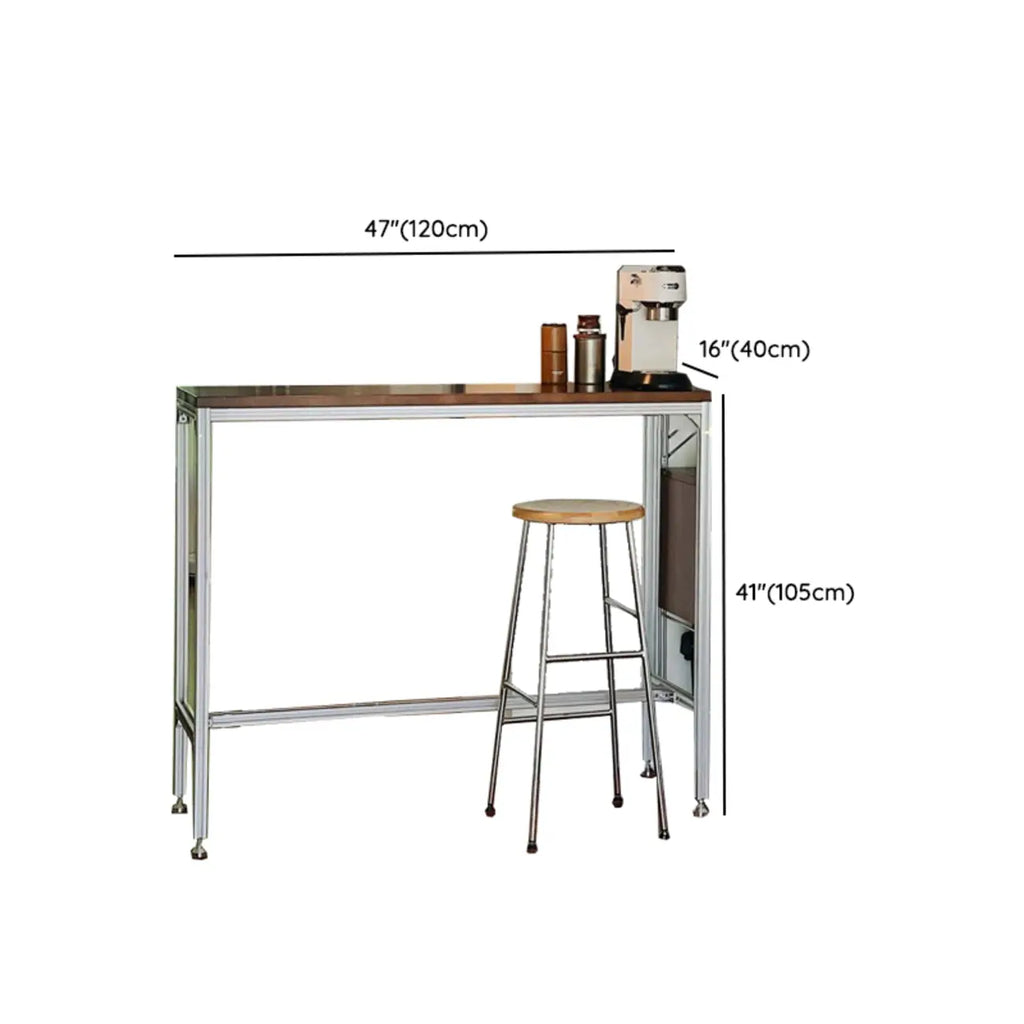 Tables de bar modernes en bois brun et métal argenté