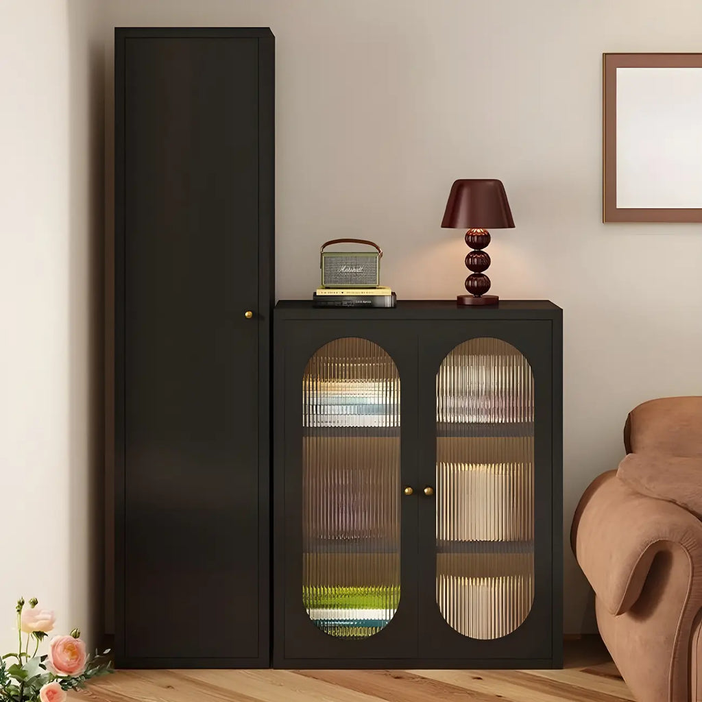 Armoire de rangement moderne à étagères réglables en métal noir