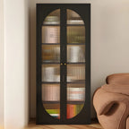Armoire de rangement moderne à étagères réglables en métal noir