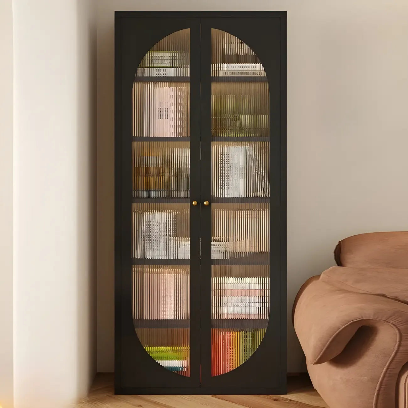 Armoire de rangement moderne à étagères réglables en métal noir