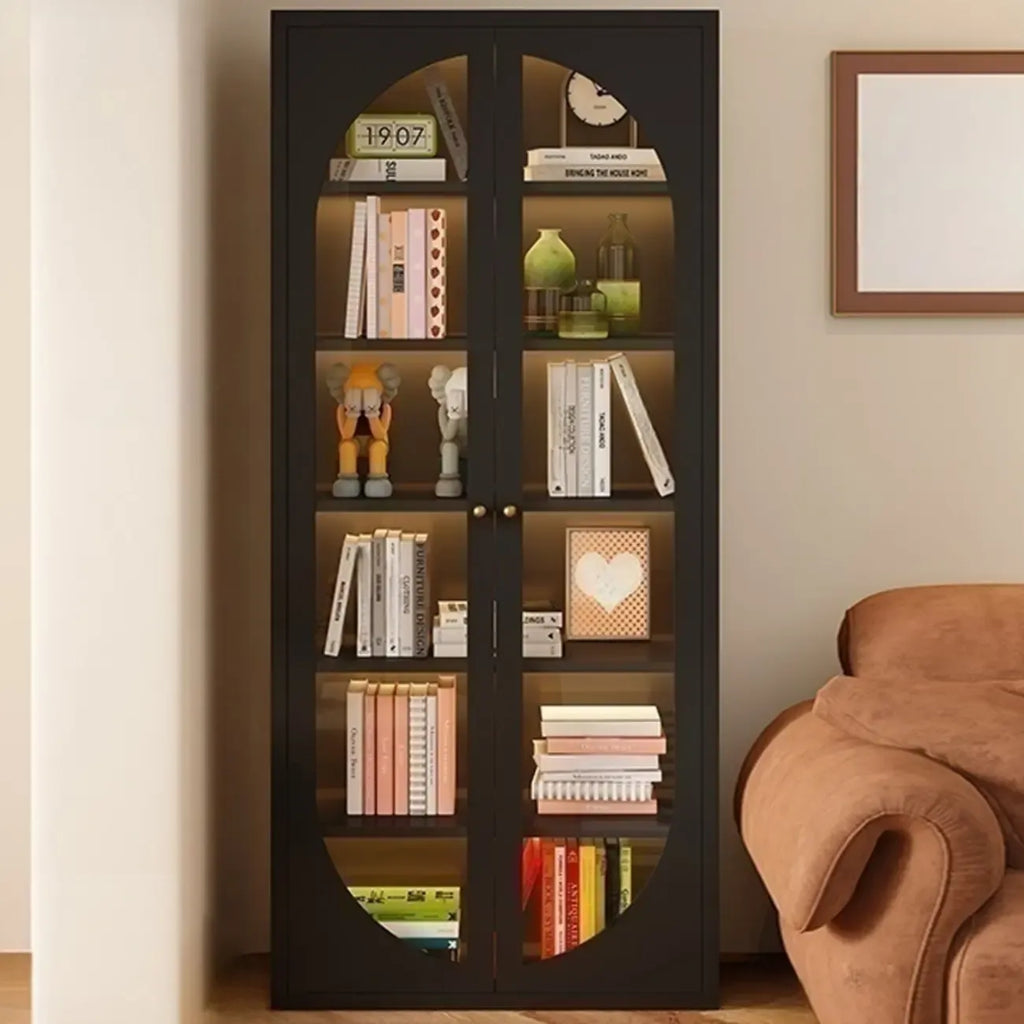 Armoire de rangement moderne à étagères réglables en métal noir