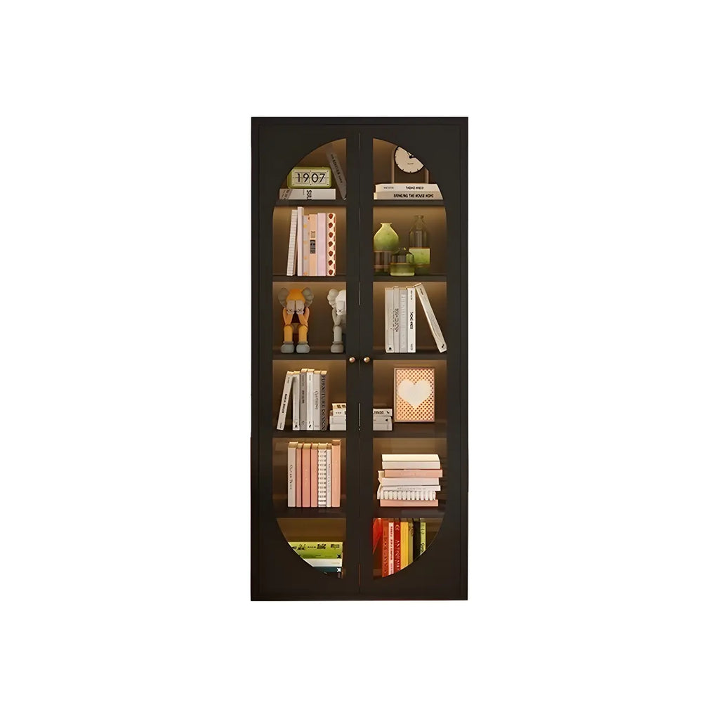 Armoire de rangement moderne à étagères réglables en métal noir