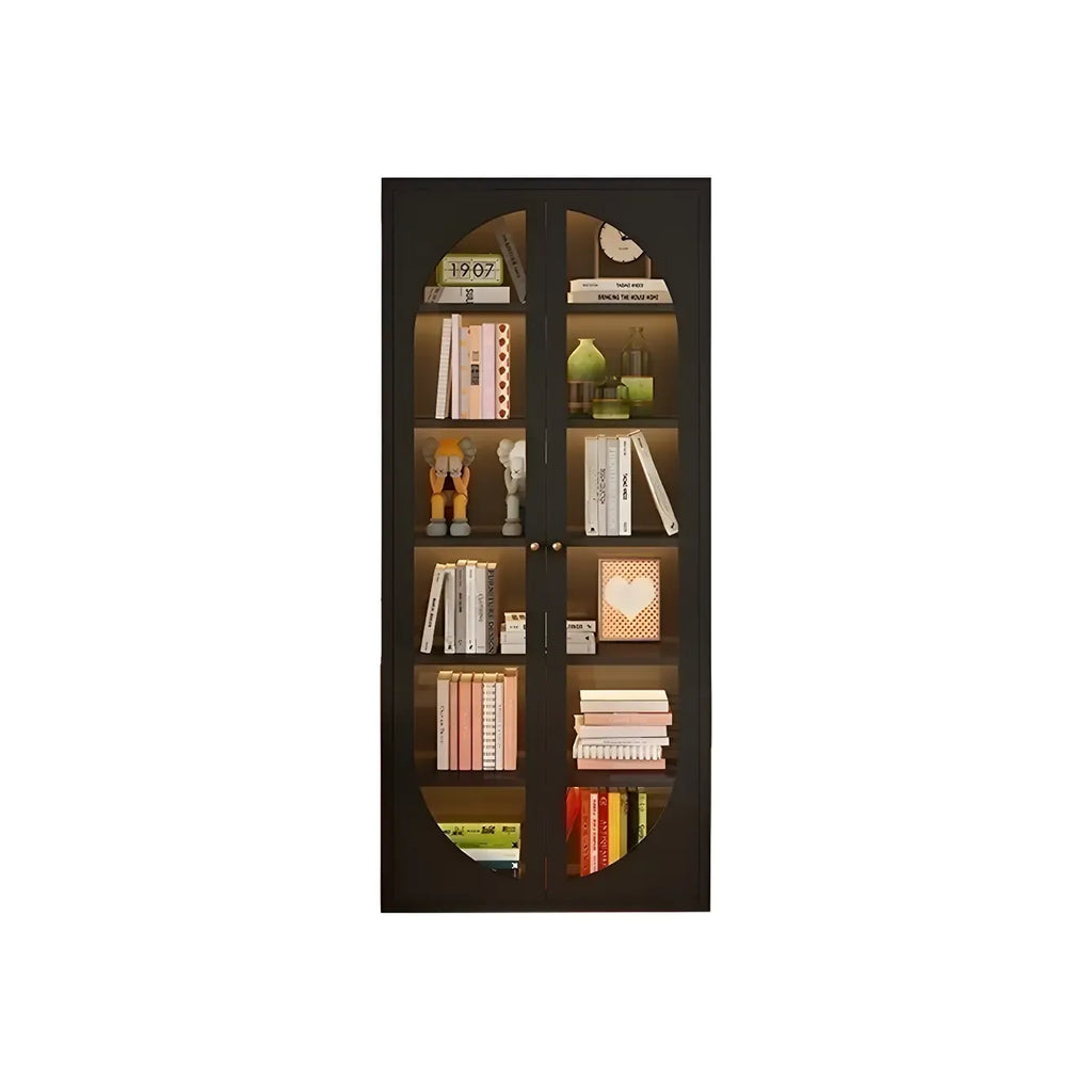 Armoire de rangement moderne à étagères réglables en métal noir