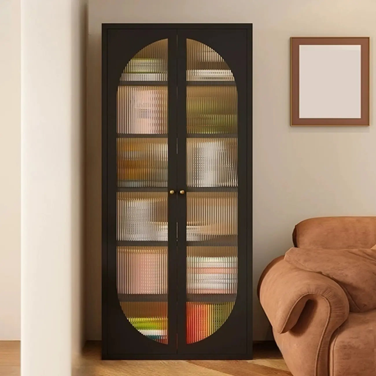 Armoire de rangement moderne à étagères réglables en métal noir