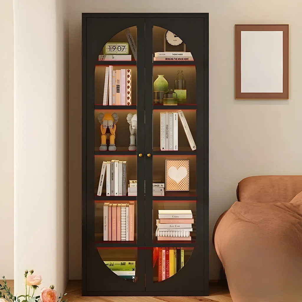 Armoire de rangement moderne à étagères réglables en métal noir