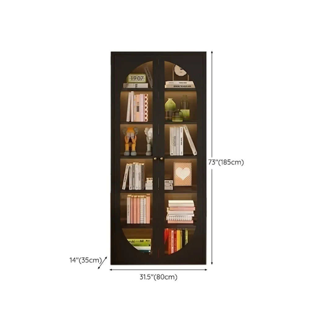 Armoire de rangement moderne à étagères réglables en métal noir