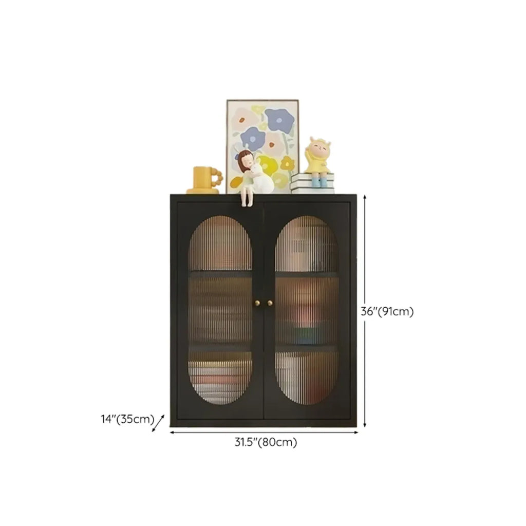Armoire de rangement moderne à étagères réglables en métal noir