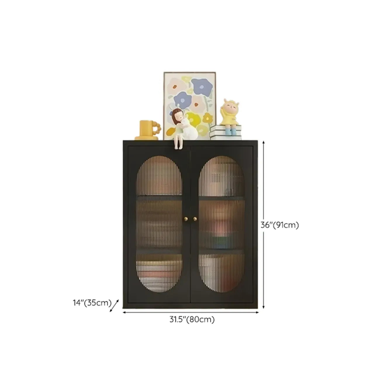 Armoire de rangement moderne à étagères réglables en métal noir