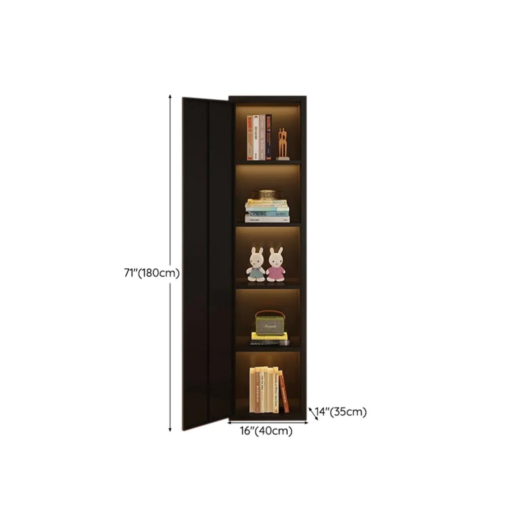 Armoire de rangement moderne à étagères réglables en métal noir